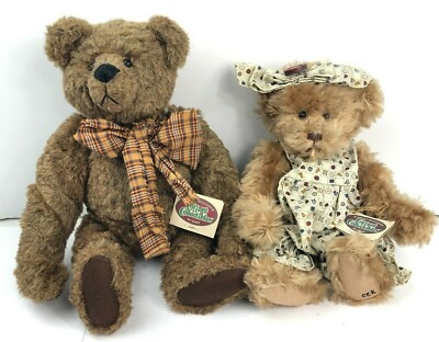 Ganz Cottage Collectibles Teddy Bears Love Bug 15'' Signed and Sam 17'' Vintage