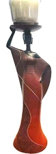 Tribal Women Red Candle Holder 16" Tall Candle Not Included
