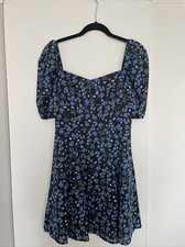 Commense Black Blue Floral Mini Dress (Reformation Knock Off) Size S