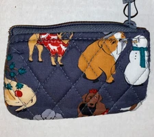 New Vera Bradley Factory Style Zip Coin Purse in Holiday Dogs