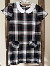 Lands End Dress Size 8 Green Blue White Plaid School Uniform Dress Tartan