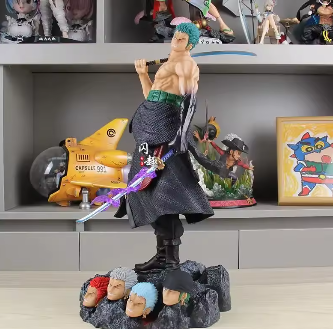 Anime Heroes Figurine articulée Roronoa Zoro avec bras et visages interchangeables, Bandai One Piece Figures Pirate Toys, 17 cm