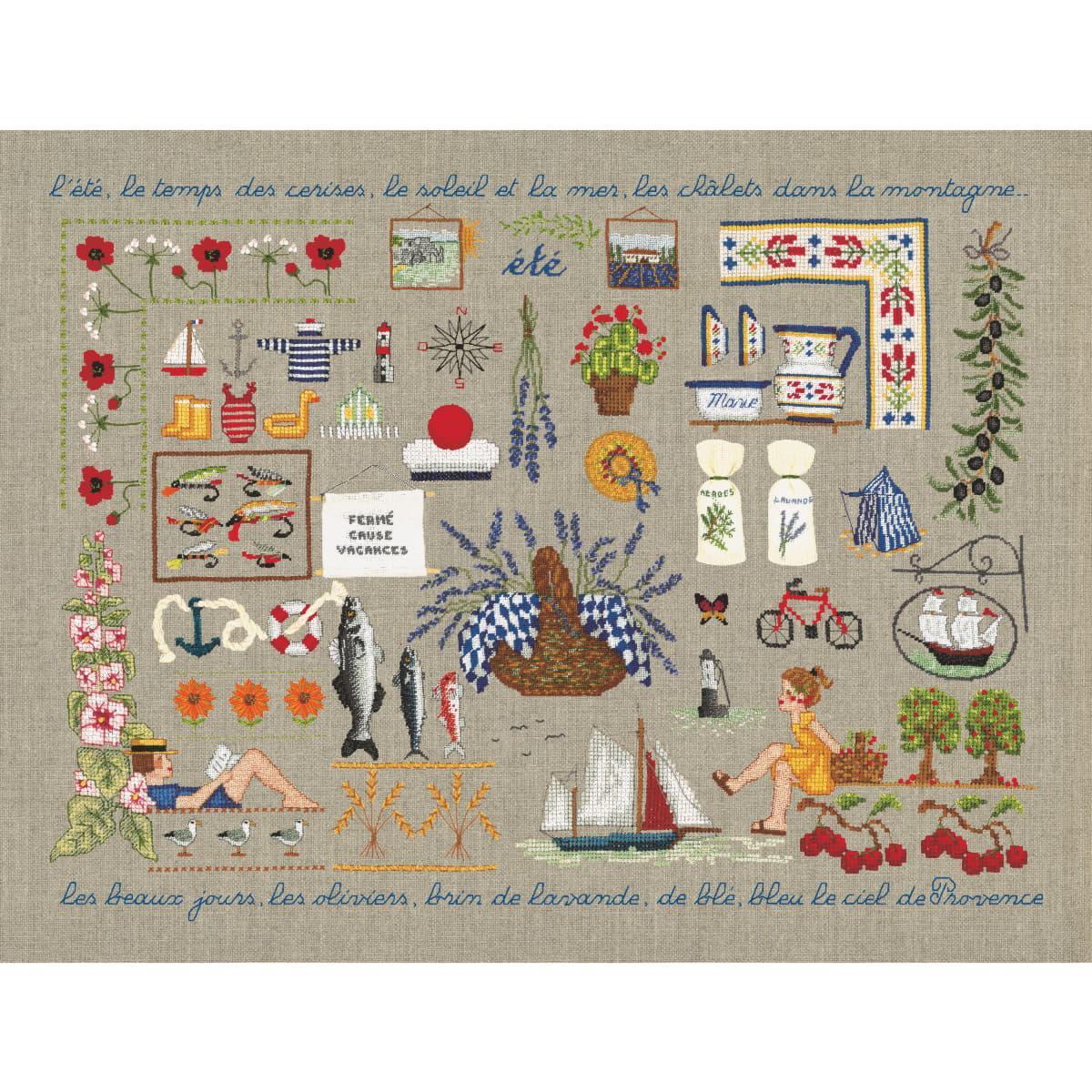 Le Bonheur des Dames counted cross stitch kit ""Summer"", 40x30cm, DIY