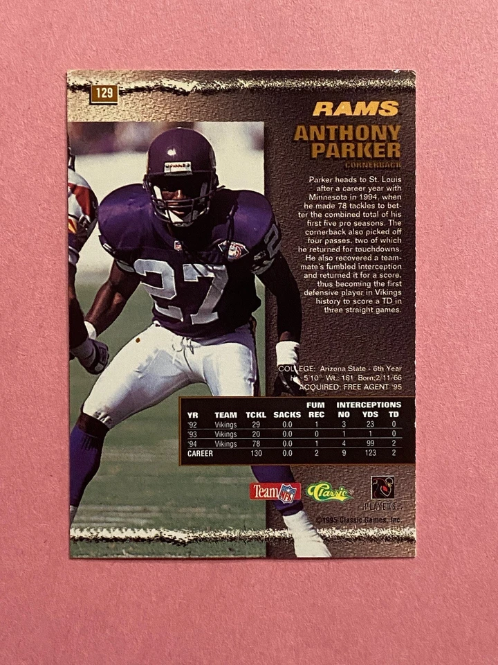 Anthony Parker 1995 Classic Pro Line IP Auto Autograph - Image 2 of 2