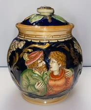RARE Antique KTW Co German Majolica Pot/Tobacco Jar with Lid - MCM - SIGNED