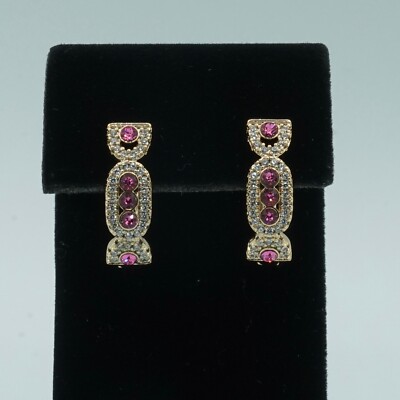 Ohrringe 18 kt vergoldet rosa weiß Zirkonia Bonbonform allergisch