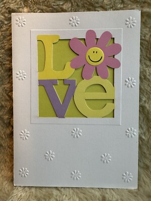 Easter Card Recycled Paper Greetings RPG Laser Cut LOVE Raised Embossing Retro