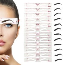 12Pcs Reusable Professional Eyebrow Stencil Card Template Eyebrow Sticker Tool