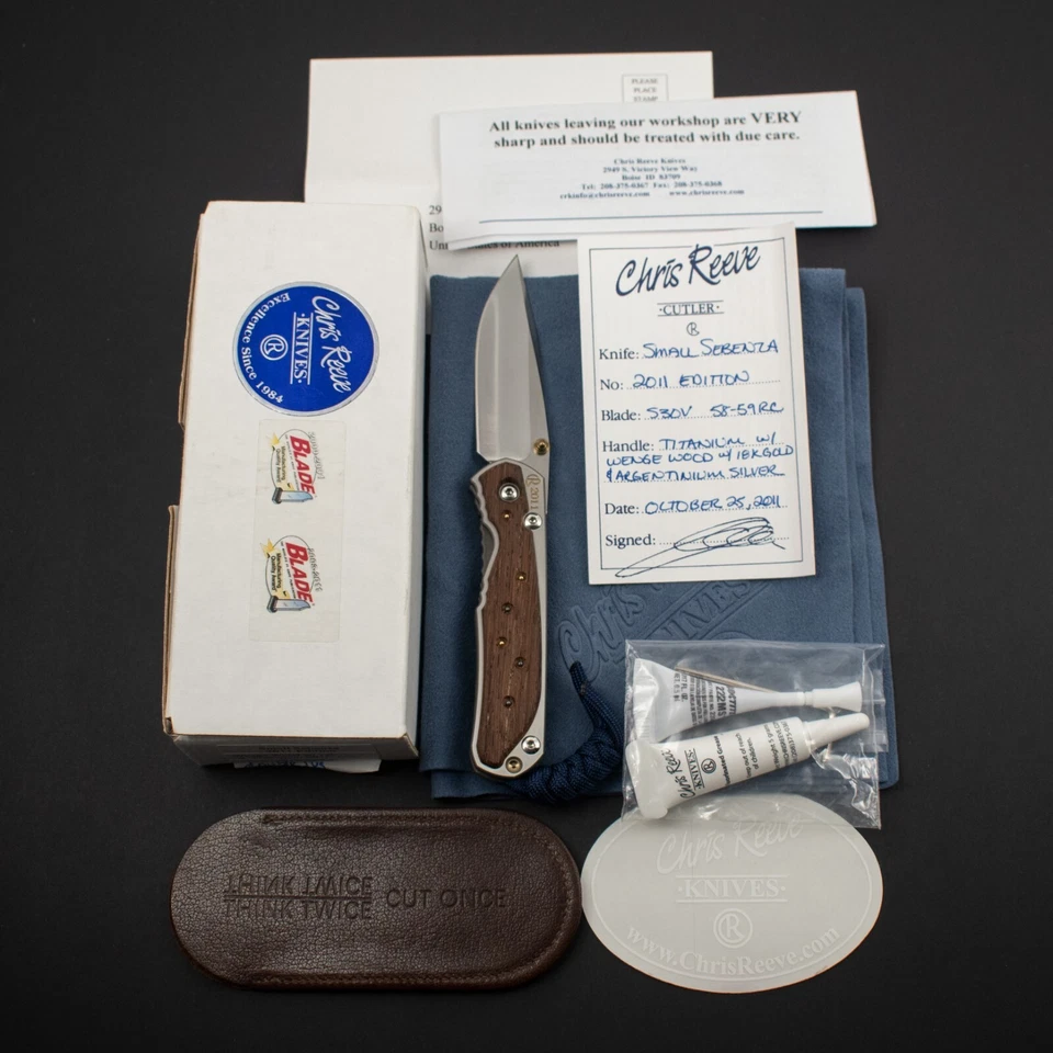 RARE! Chris Reeve Small Annual Sebenza 2011, Wenge Wood, 18K Gold & Silver, S30V - Image 4 of 4