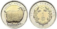 Turkey 2015 Ankara / Angora Goat 1 Lira Commemorative Bimetal UNC Coin