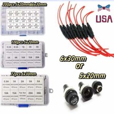 0.2A-20A Assorted Glass Fuses 5x20mm 6x30mm Box Fuse Quick Fast Acting Tube Kit