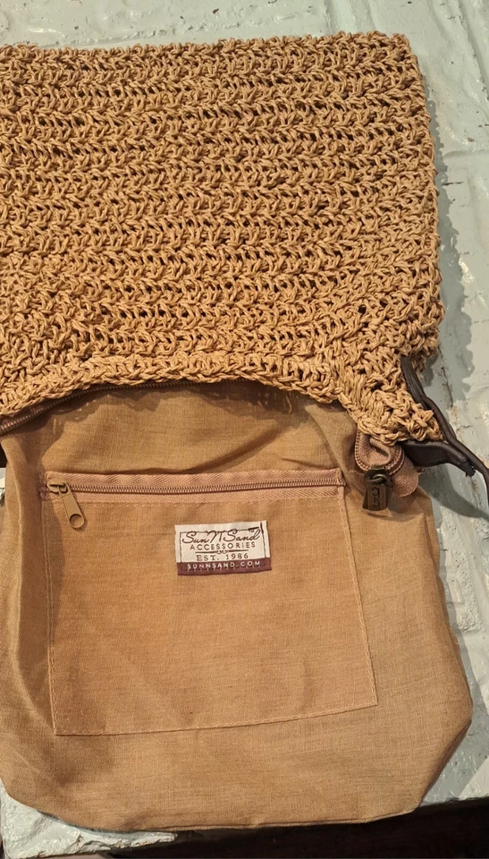 Bolso Bandolera Sun N Sand/Bolso de Mano Macramé Cuentas y Cuero Dije Boho Foto 4 de 4