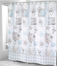 Avanti Shell Fabric Shower Curtain Seahorse Shells Beach House Nautical Summer
