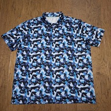 Maelreg Performance Polo Shirt Mens 3XL Blue Camo Short Sleeve Golf Adult