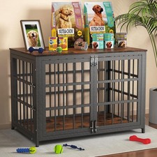Heavy Duty Dog Crate Furniture 38In Indestructible Cage High Anxiety Dogs W/