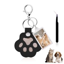 Pet Memorial Keychain with Photo Frame Memory Keychain Leather Pet Hair Color 3