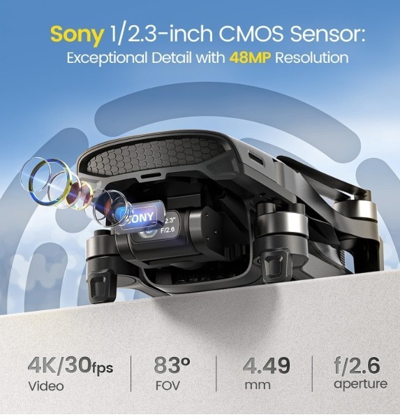Holy Stone HS900 2.4 Ghz Drone with Camera for Adults, 3-Axis Gimbal, 4k video
