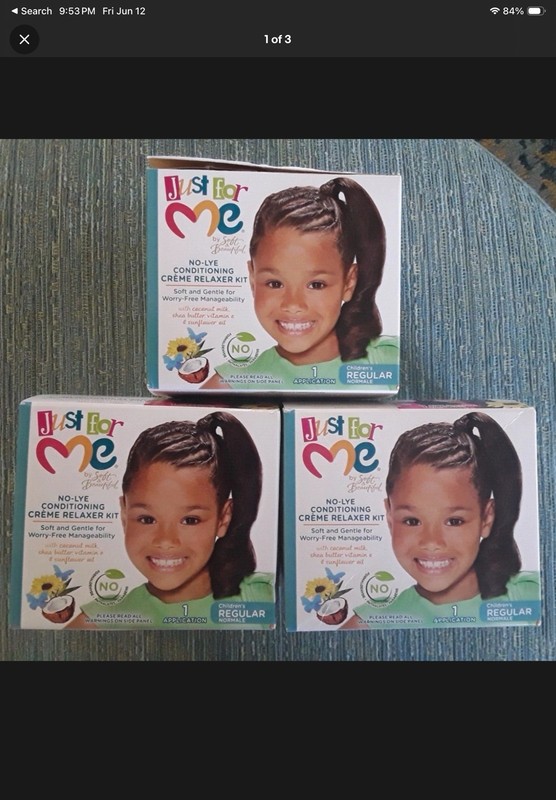  Just For Me No-Lye Conditioning Creme Relaxer Kit  Coconut & Shea  Set Of 3