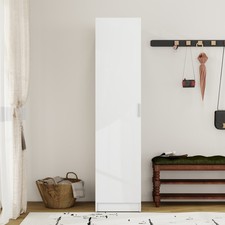 Modern White 1 Door Wardrobe with Shelf Hanging Rod for Bedroom Single Wardrobe