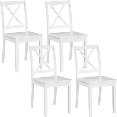 GIANTEX Set of 4 White Wood Dining Chairs, Farmhouse Cross Back Design