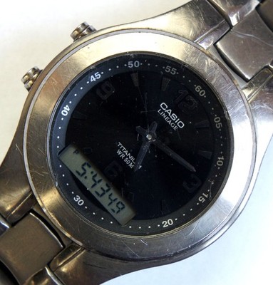 Rare Casio Lineage Lin-166 Titanium 1301 quartz watch men's Japan