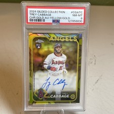 2024 Topps Chrome Gilded Trey Cabbage Yellow Gold Refracfor RC Auto /75 PSA 8