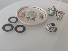 Vintage Hand-Painted Ceramic Miniature Tea 7 Piece Set With Floral Design 7