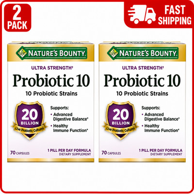 2PACK Nature's Bounty Ultra Strength Probiotic 10 (20 Billion CFU) 70 Caps