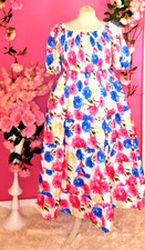 WOMEN PLUS SIZE FLORAL SHIRRED RUFFLE MAXI DRESS ( SIZE XL )