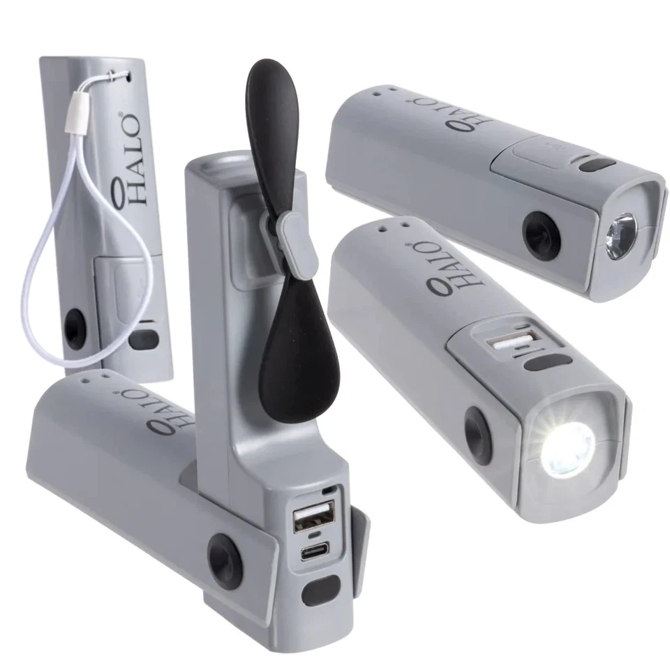 (BOGO) Halo FanPal™ 2,000 mAh 迷你风扇 移动电源 带 LED(3 合 1 充电器) — 第 3/4 张图片