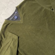 Vintage GAP Sweater Mens Extra Large Green V-Neck Fleece Pullover USA Made 90s