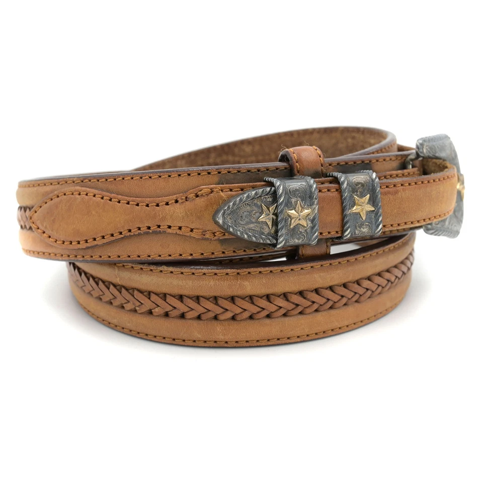 Juego de hebillas de cinturón de plata esterlina/14K GF de colección Elk Creek y cinturón Tommy Lama talla 36 Foto 2 de 4