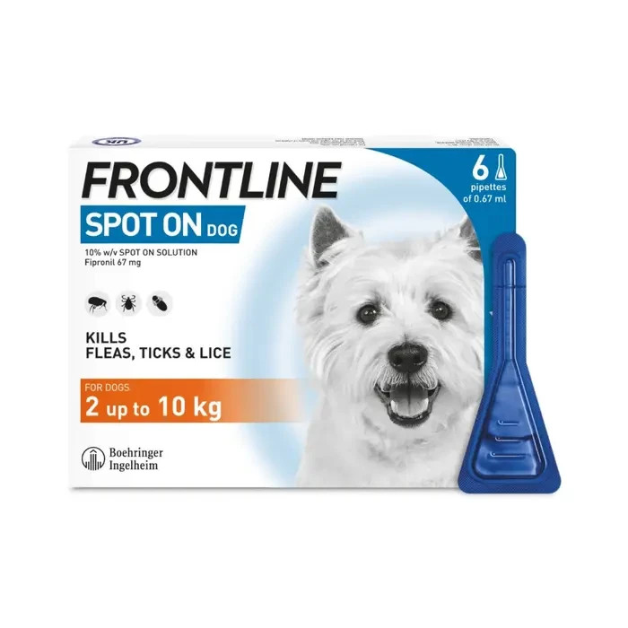 FRONTLINE SPOT-ON Flea & Tick Treatment for Small Dogs (2kg-10kg) - 6 x Pipettes