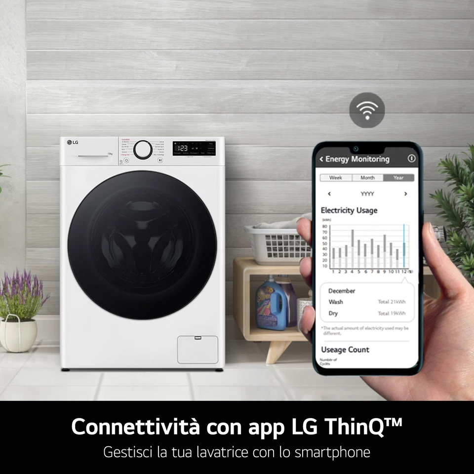 LG Lavatrice 9kg F4R9009TPWC AI DD Classe A-40%, 1400 giri TurboWash Vapore - Immagine 3 di 4