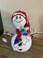 Snowman Made From Dried Gourd With Snowflakes hand painted 8.5  T