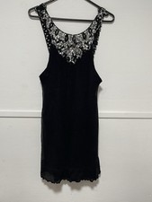 Bariano Black Sequinned Fit And Flare Evening Cocktail Dress Size 10 Lined
