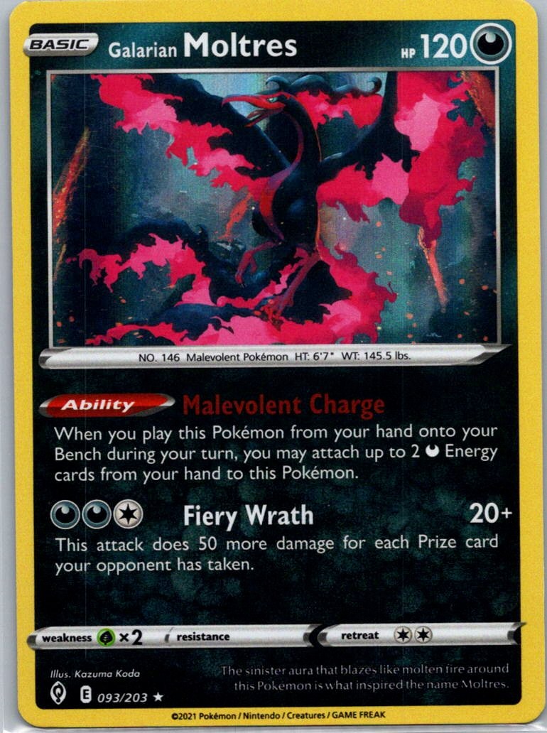 Pokemon TCG Galarian Moltres 93/203 Evolving Skies Holo NM