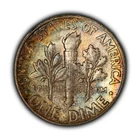 1956 10c Roosevelt Silver Dime - Watercolor Rainbow Toning - SKU-Y6108