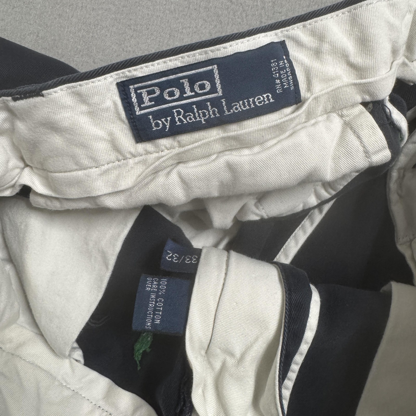 Polo Ralph Lauren Pants Mens 33x32 Navy Green Pony Embroidered Chino Straight thumbnail 4