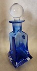 Vintage Cobalt Blue Cristallo Glass Line Perfume Bottle Made In Italy