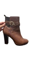 Dune London Oreana buckle-detail leather tan ankle boots