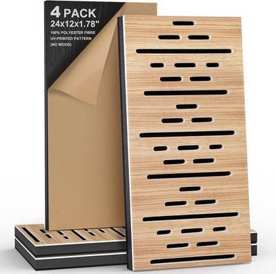 4Pack Acoustic Wall Panel, Self-Adhesive Soundproof Foam Panels for Wall, 3D Per