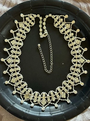Vintage Costume Jewelry Rhinestone Princess Choker Necklace