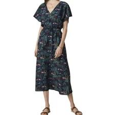 Vineyard Vines Textured Button Front Kaftan Maxi Dress Navy Size Small