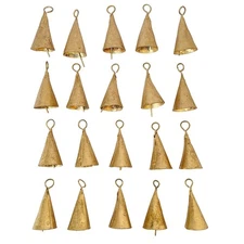 20 Pcs Small Gold Metal Craft Bells 2"– Rustic Cone Cow Bells for Crafts,