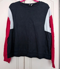 H&M Divided Women’s Colourblock Crew Neck Pullover Sweatshirt L Black Red White