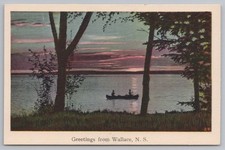 Cartolina Saluti da Wallace Nuova Scozia Canoa Tramonto