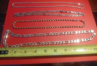 Lot Of 4 Sterling Silver Chains 117 Grams All stamped 925 Good Clean Scrap
