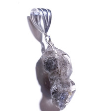 echter NATUR Herkimer Diamant ANHÄNGER 925Sterling  Silber 35x10mm