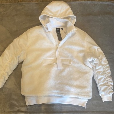 Adidas Ivy Park White Sherpa Fleece Hoodie Jacket Oversized Size L  Women's NWT